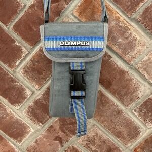 Vintage Olympus Camera Case Shoulder Strap Bag Gray Blue Padded Film Pocket